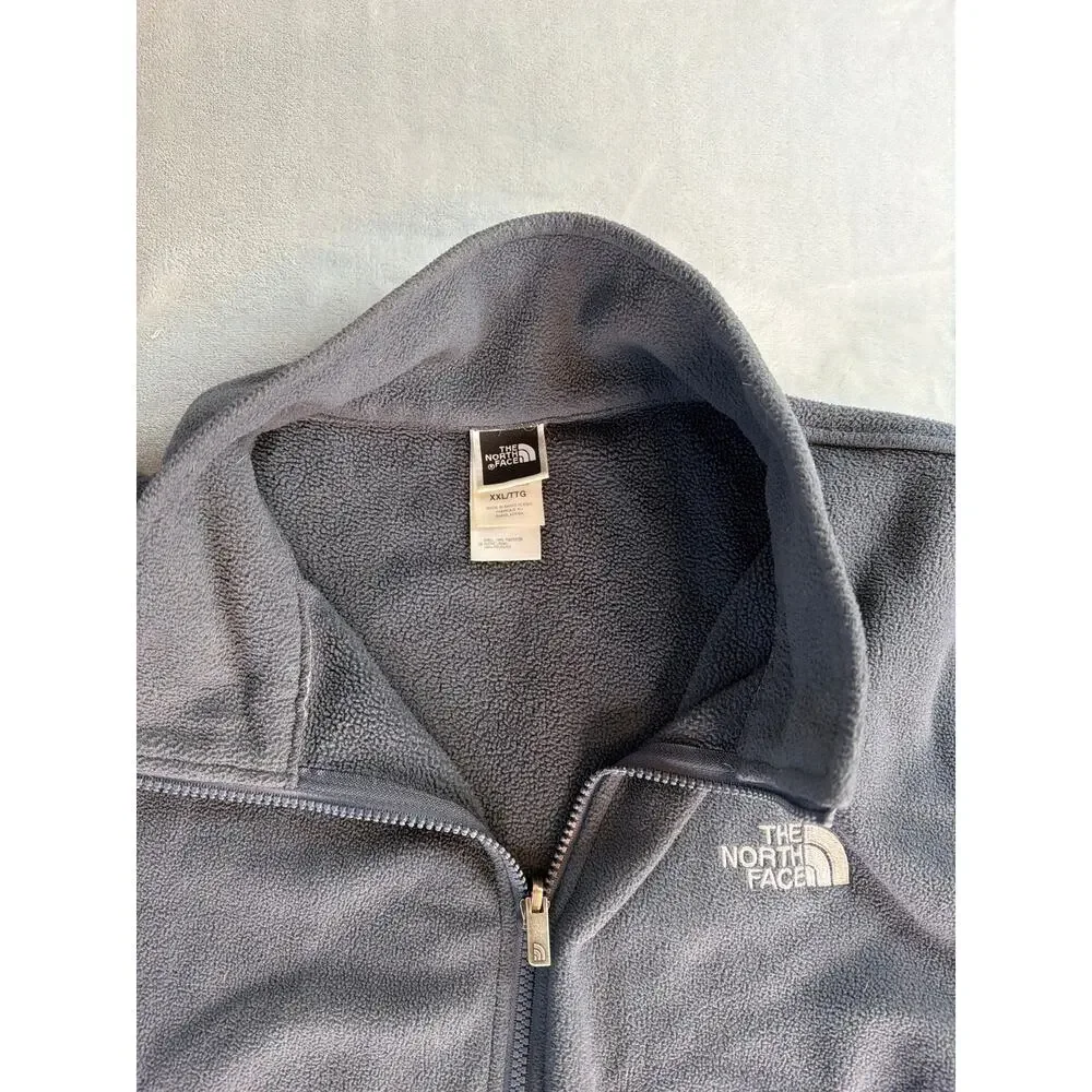 The North Face Jacket Mens XXL Grey Grid Fleece Full Zip Smoked Pearl